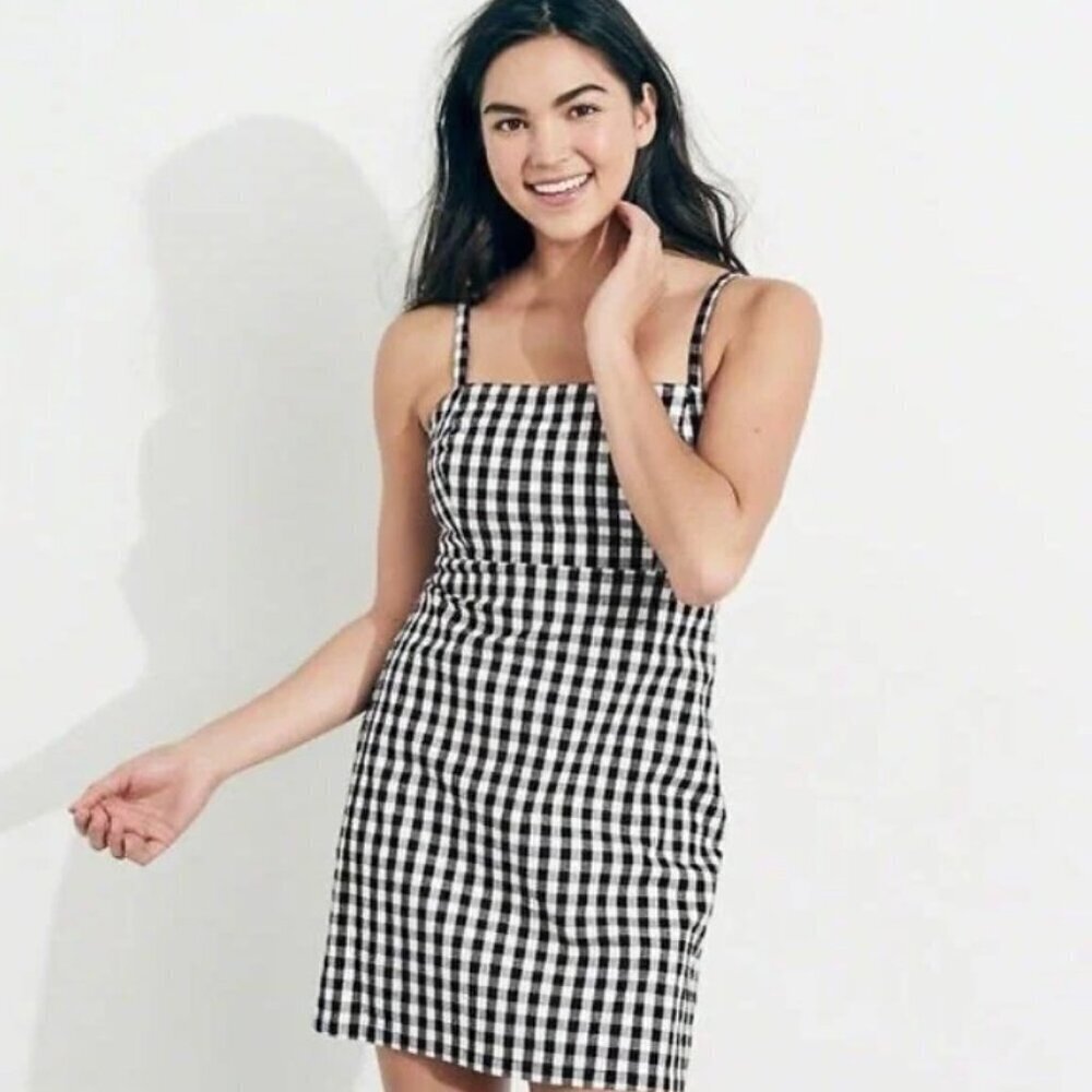 Hollister Black and White Checkered Mini Dress
